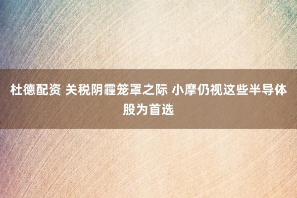 杜德配资 关税阴霾笼罩之际 小摩仍视这些半导体股为首选