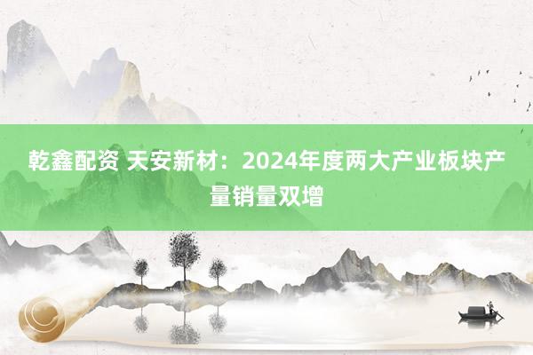 乾鑫配资 天安新材：2024年度两大产业板块产量销量双增