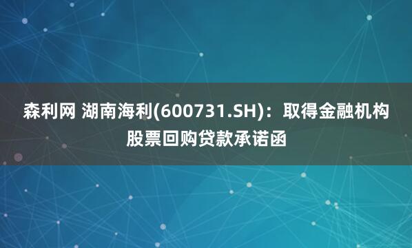 森利网 湖南海利(600731.SH)：取得金融机构股票回购贷款承诺函
