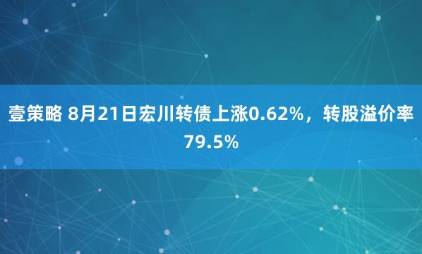 壹策略 8月21日宏川转债上涨0.62%，转股溢价率79.5%